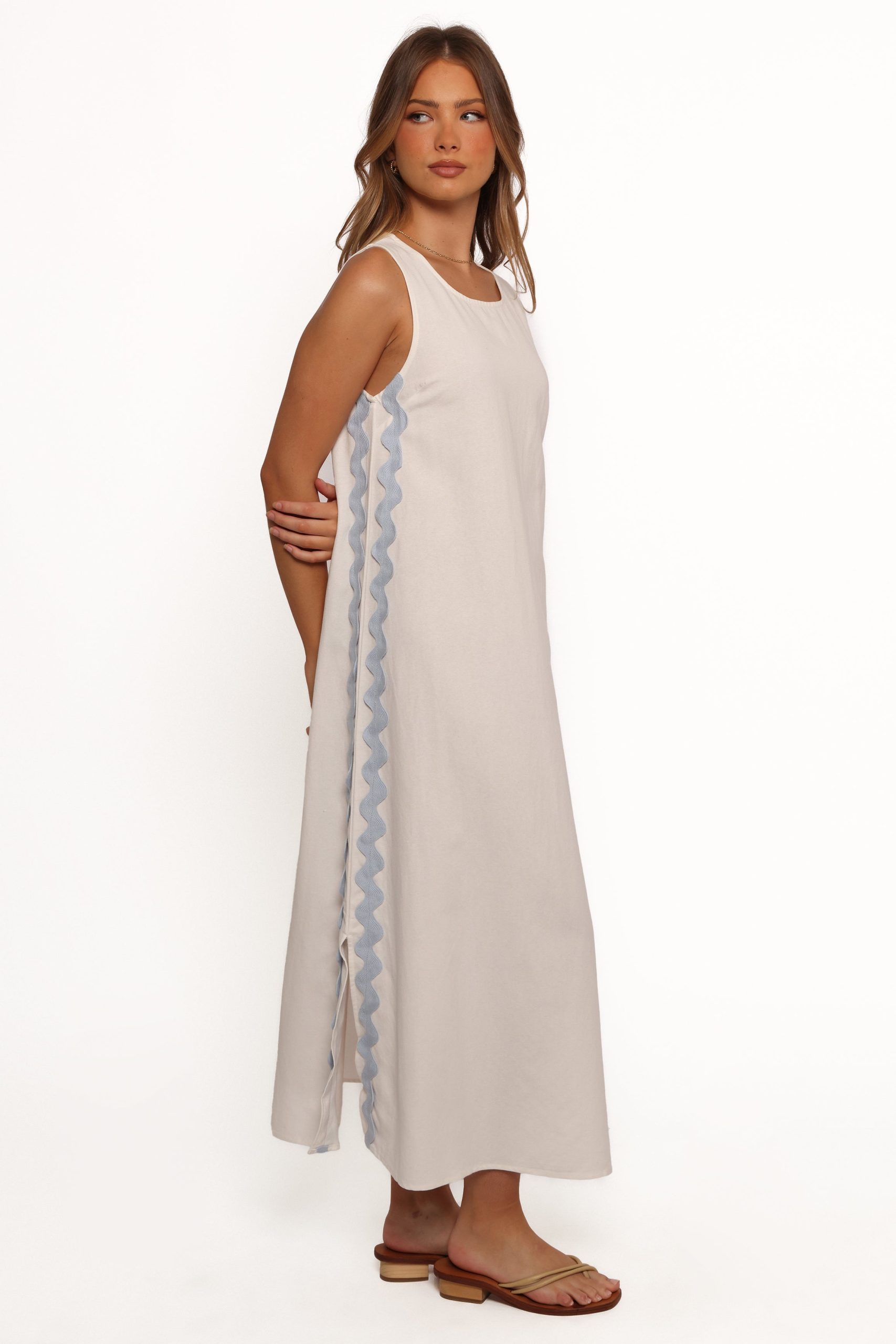 Lennie Midi Dress - Cream Blue - Image 5