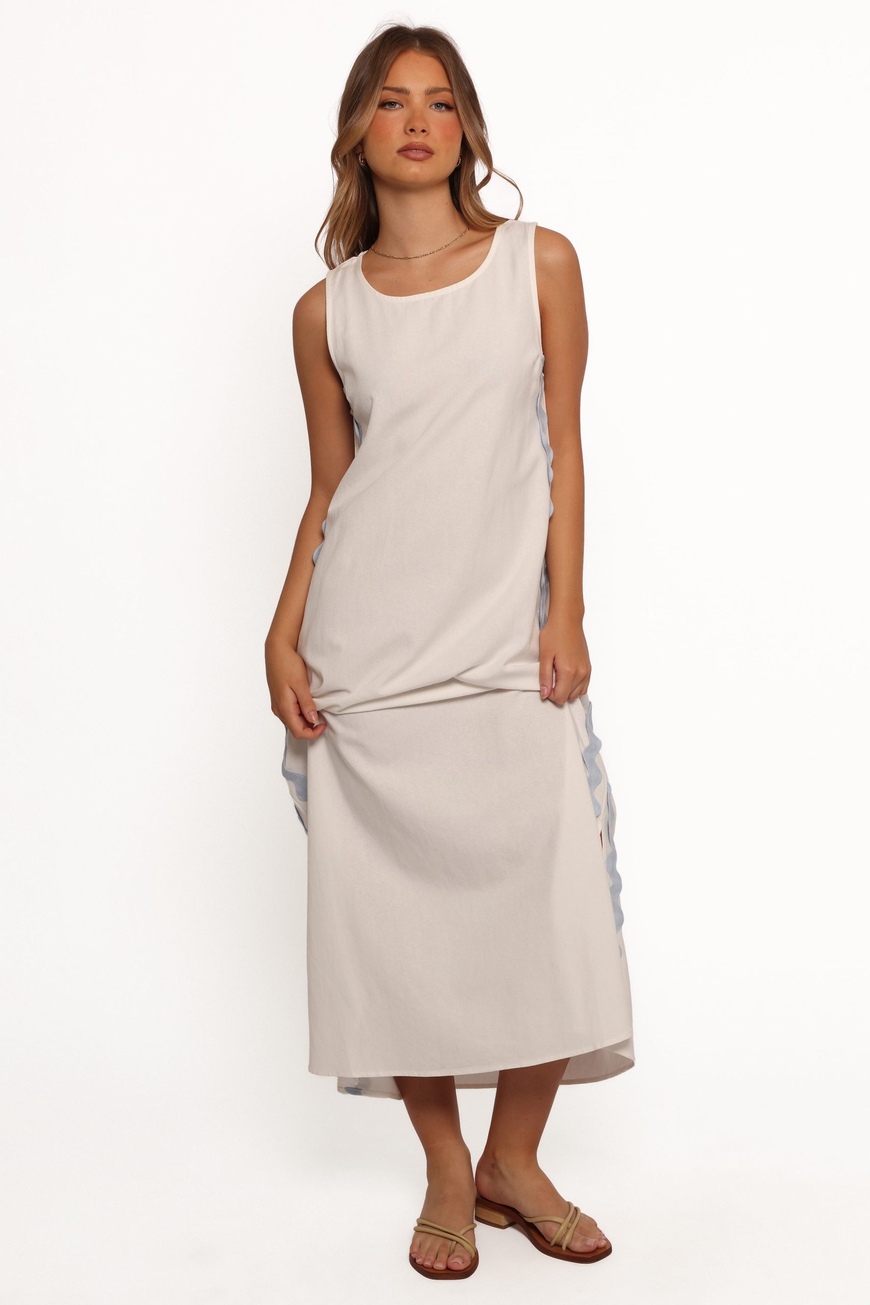 Lennie Midi Dress - Cream Blue - Image 3