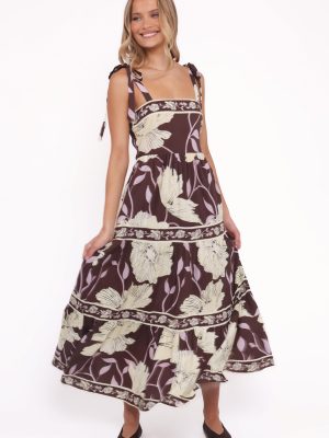 Leonor Maxi Dress - Yellow Brown Floral