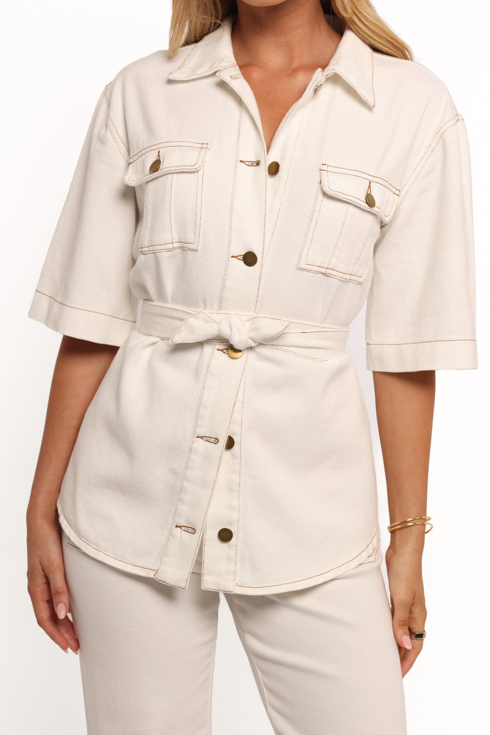 Lepal Denim Shirt - White - Image 9