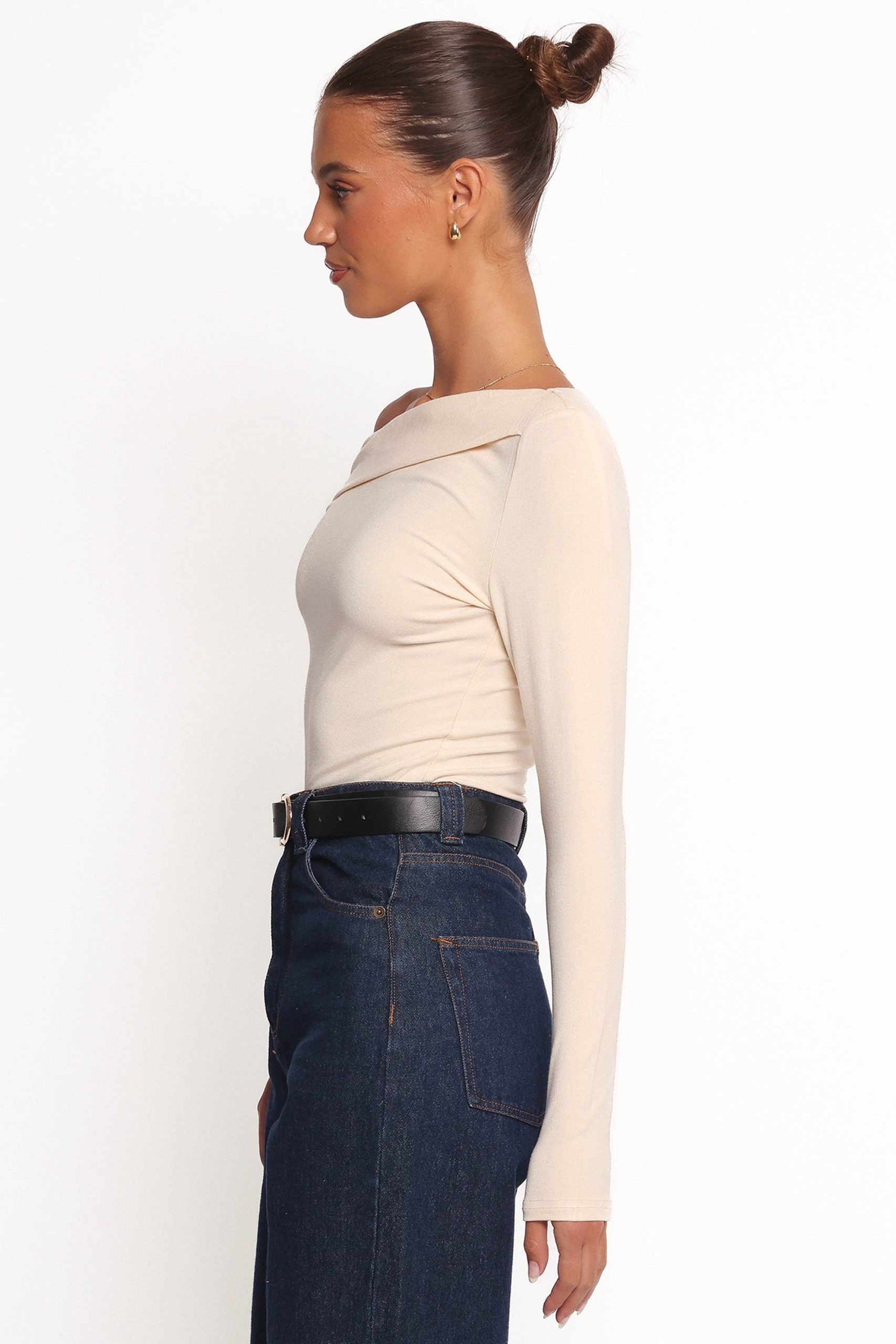 Liah Off Shoulder Knit Top - Cream - Image 4