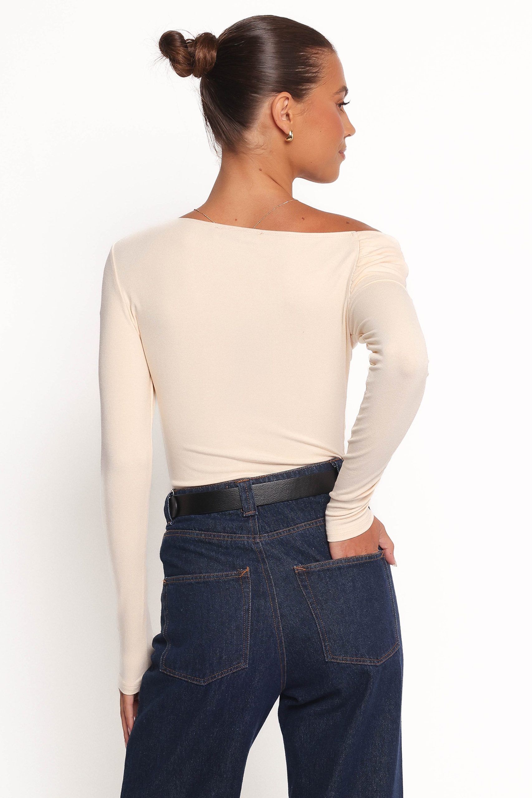 Liah Off Shoulder Knit Top - Cream - Image 5