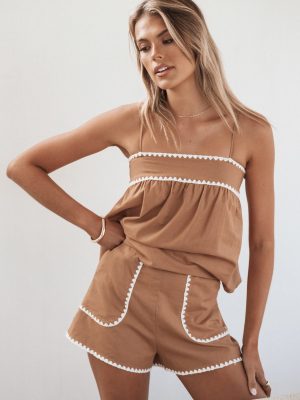 Lila Short Set - Tan White