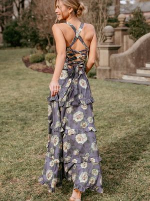 Lillee Tiered Maxi Dress - Lavender Floral