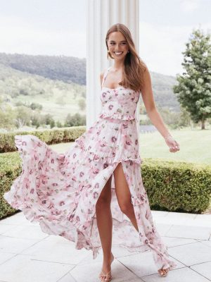 Lillee Tiered Maxi Dress - Pink Bloom