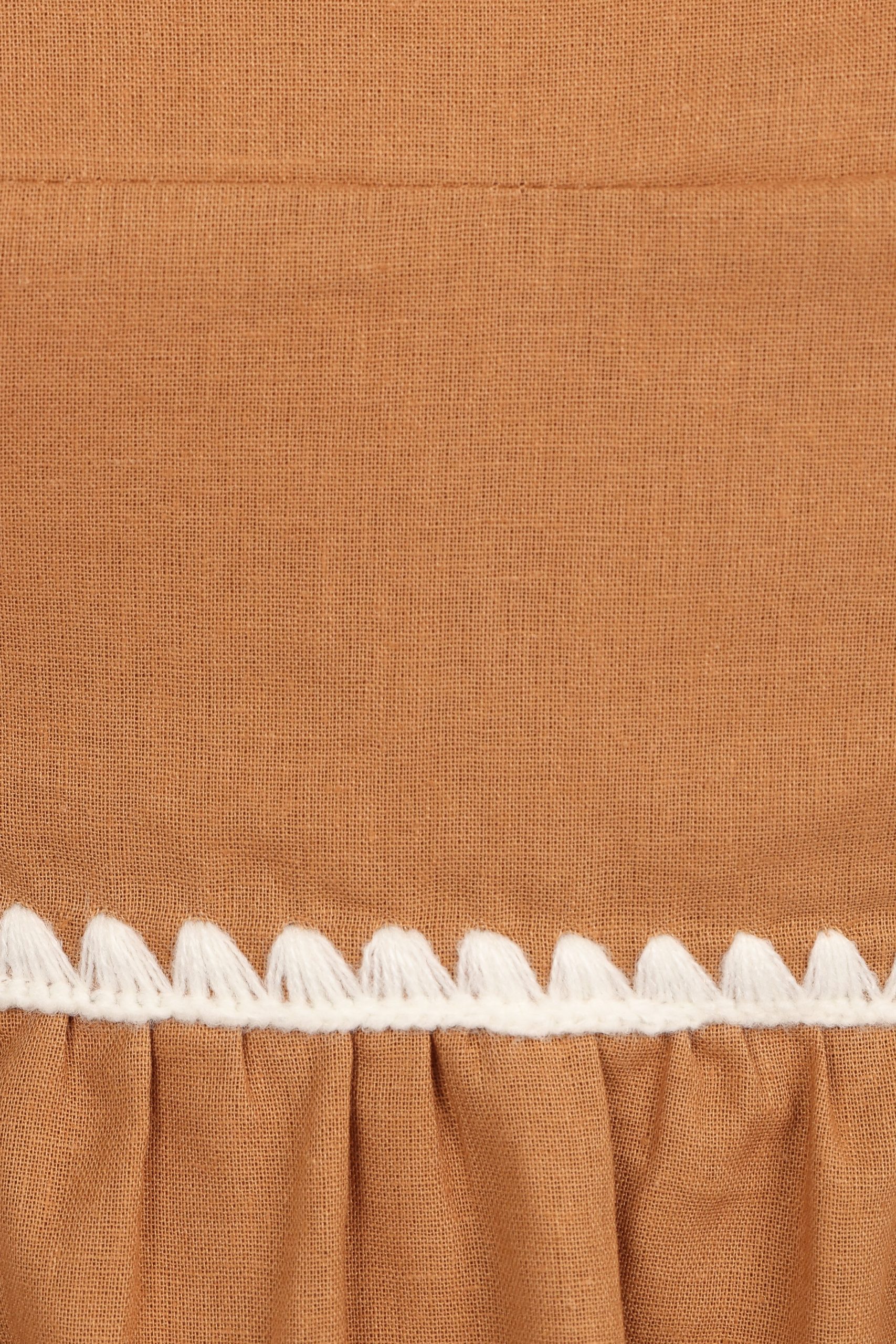 Lino Contrast Trim Midi Dress - Tan White - Image 7