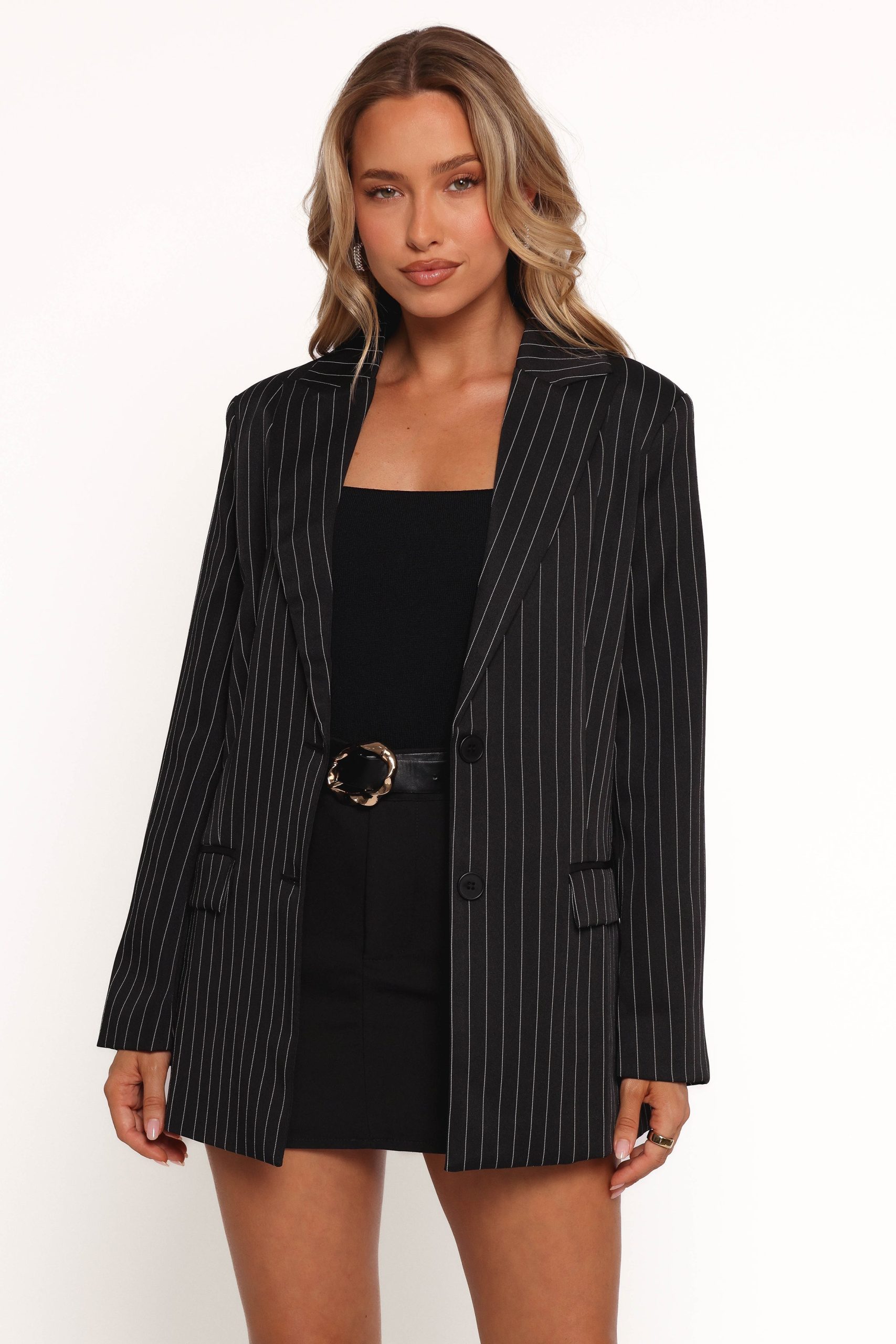Livia Striped Blazer - Black - Image 2