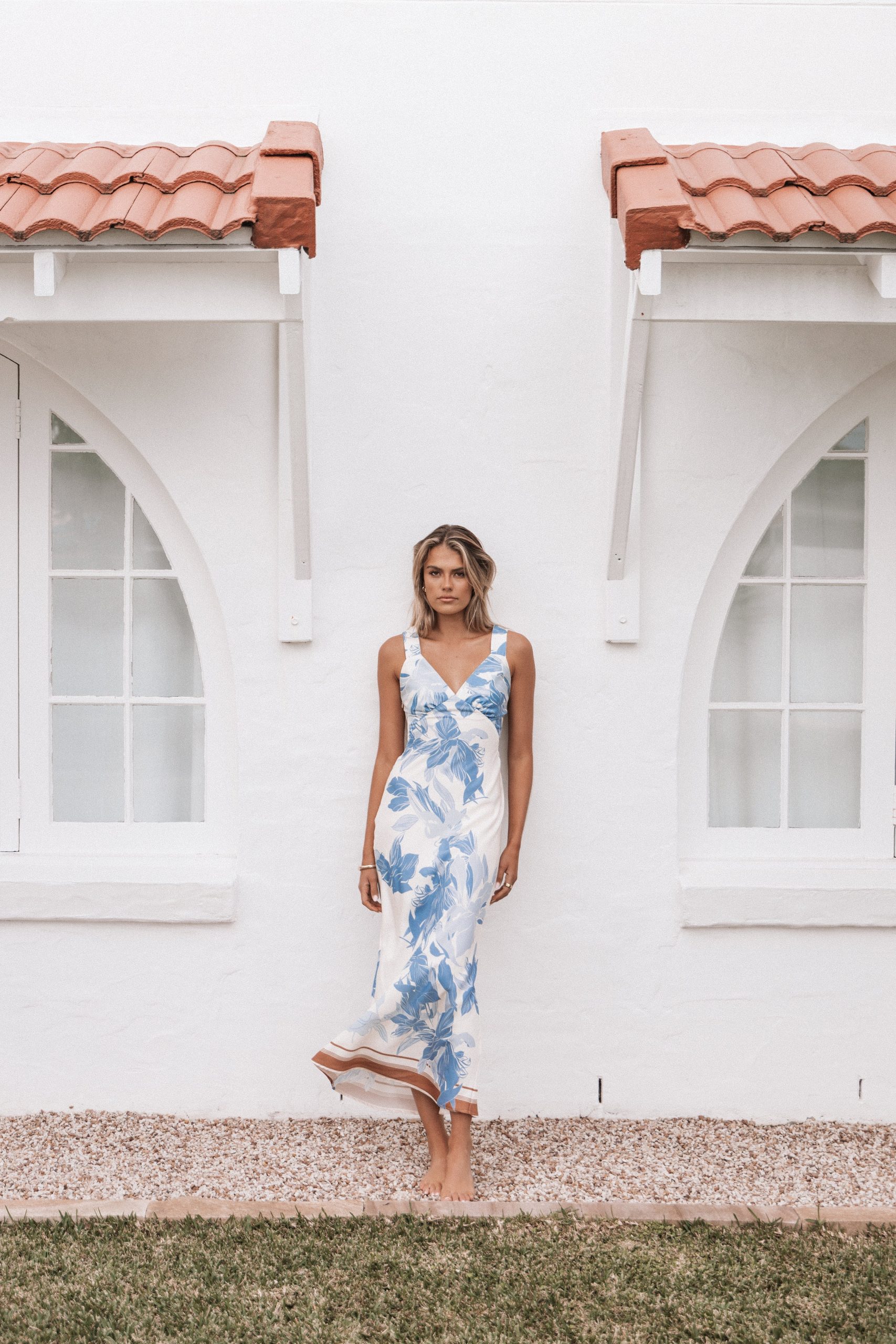 Lizza Maxi Dress - Pale Blue Print - Image 6