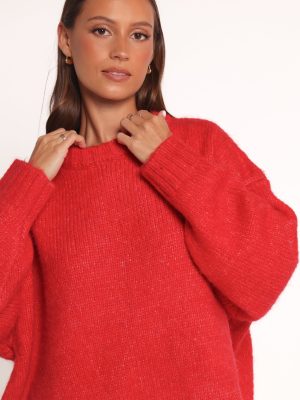 Lloyd Oversized Crew Knit Sweater - Red