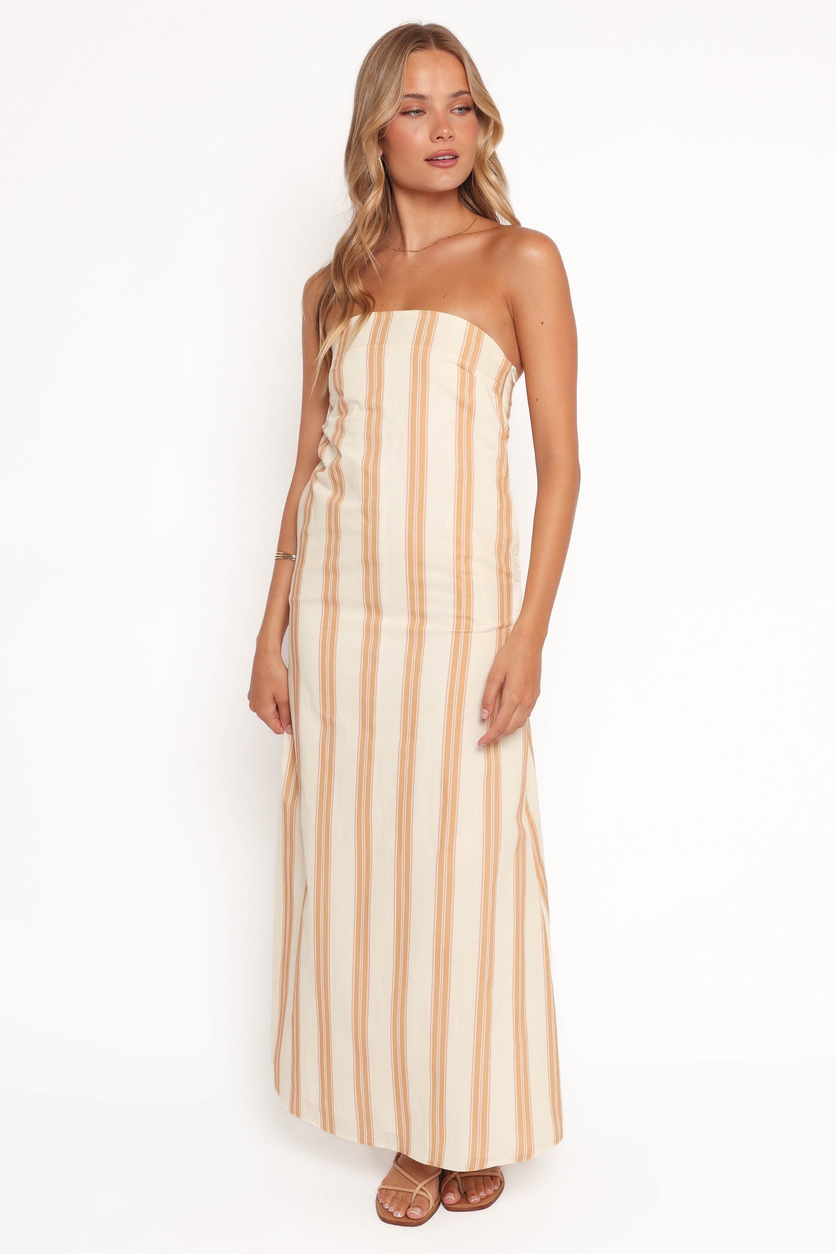 Luisa Midi Dress - Brown Stripe - Image 2