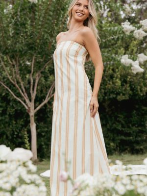 Luisa Midi Dress - Brown Stripe