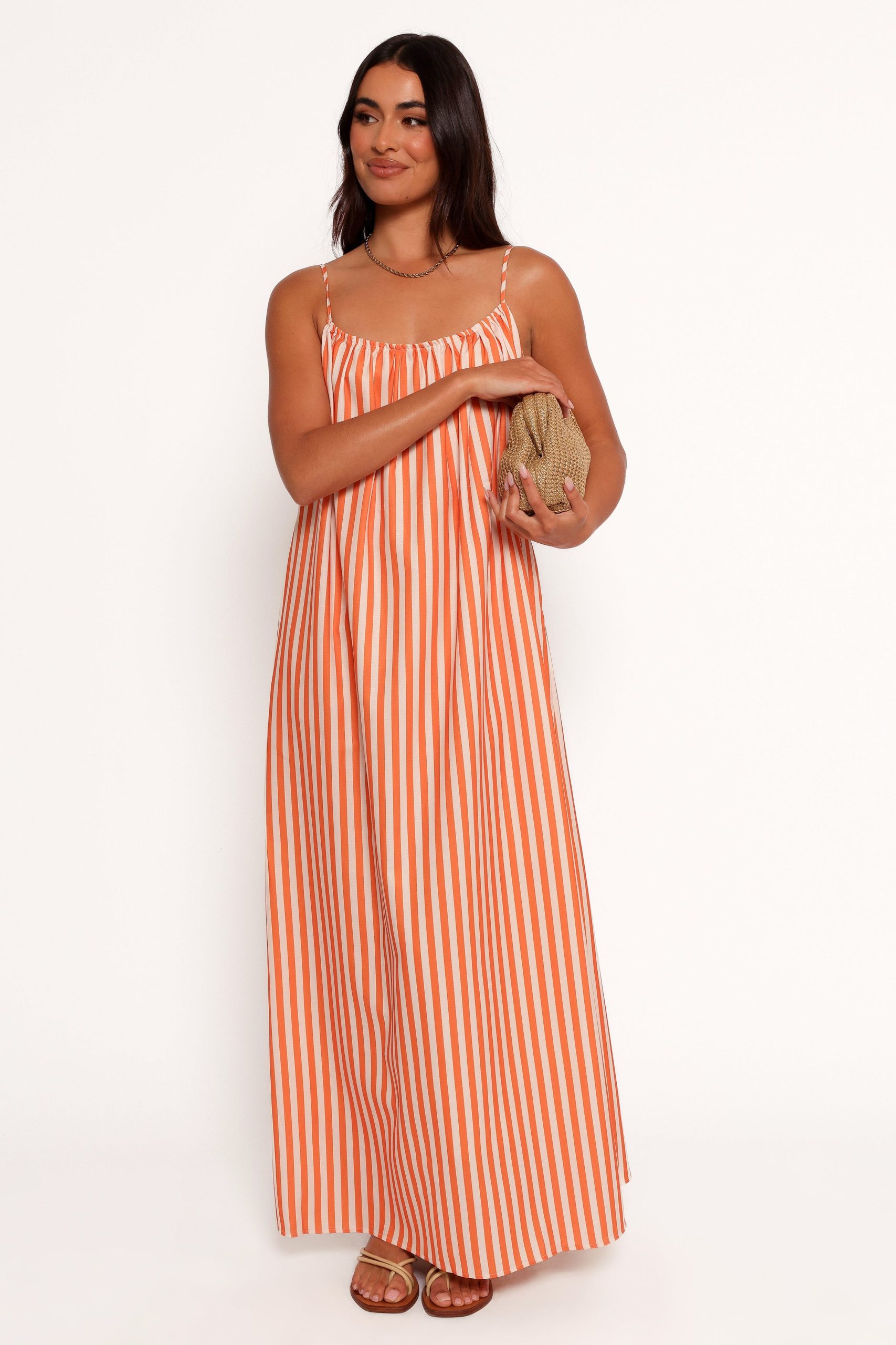 Lumina Maxi Dress - Orange Beige Stripe - Image 3