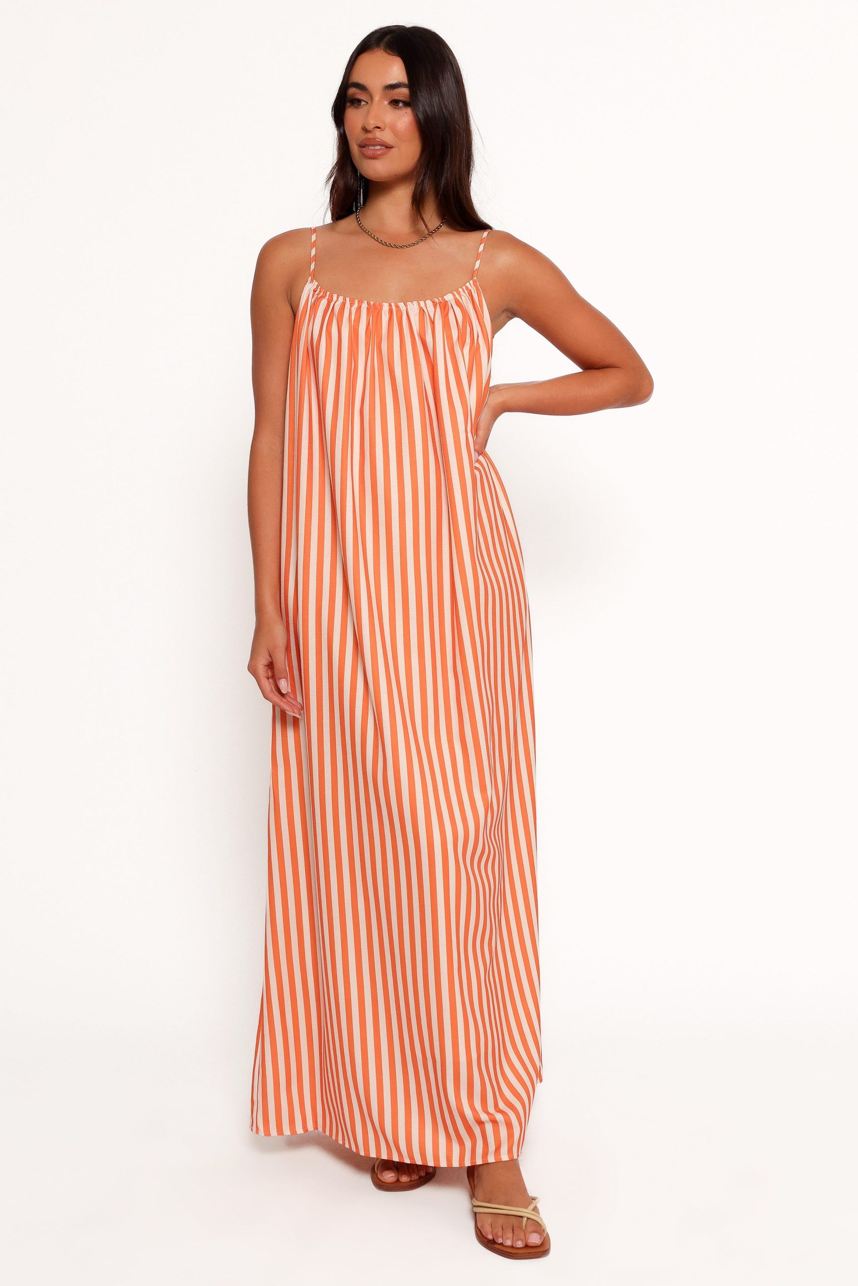 Lumina Maxi Dress - Orange Beige Stripe - Image 9