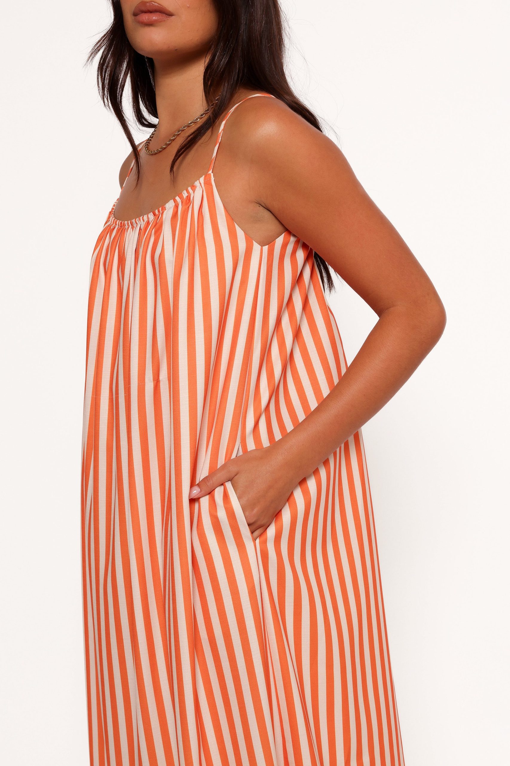 Lumina Maxi Dress - Orange Beige Stripe - Image 8