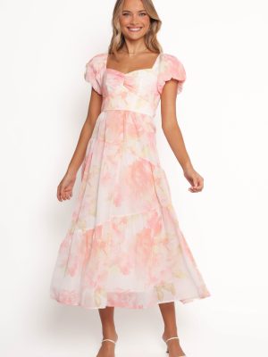 Lumis Midi Dress - Peach Floral