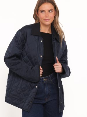Lynly Quilted Barn Jacket - Navy