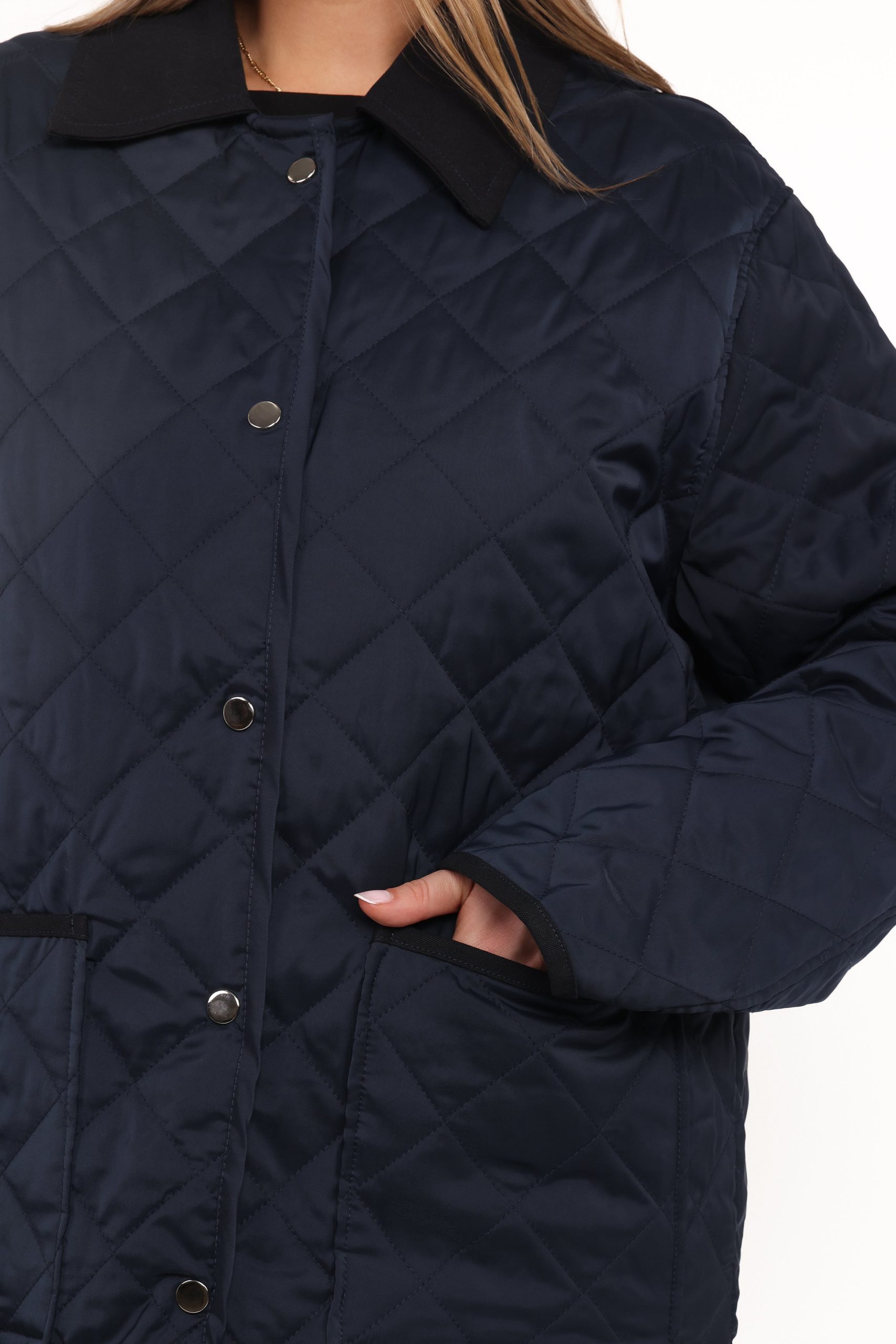 Lynly Quilted Barn Jacket - Navy - Image 6
