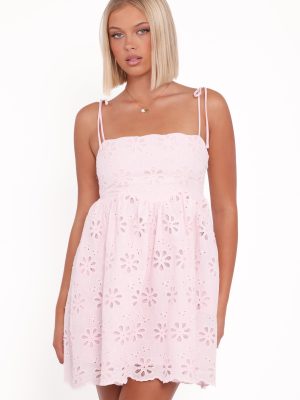 Lynne Mini Dress - Pink Broderie