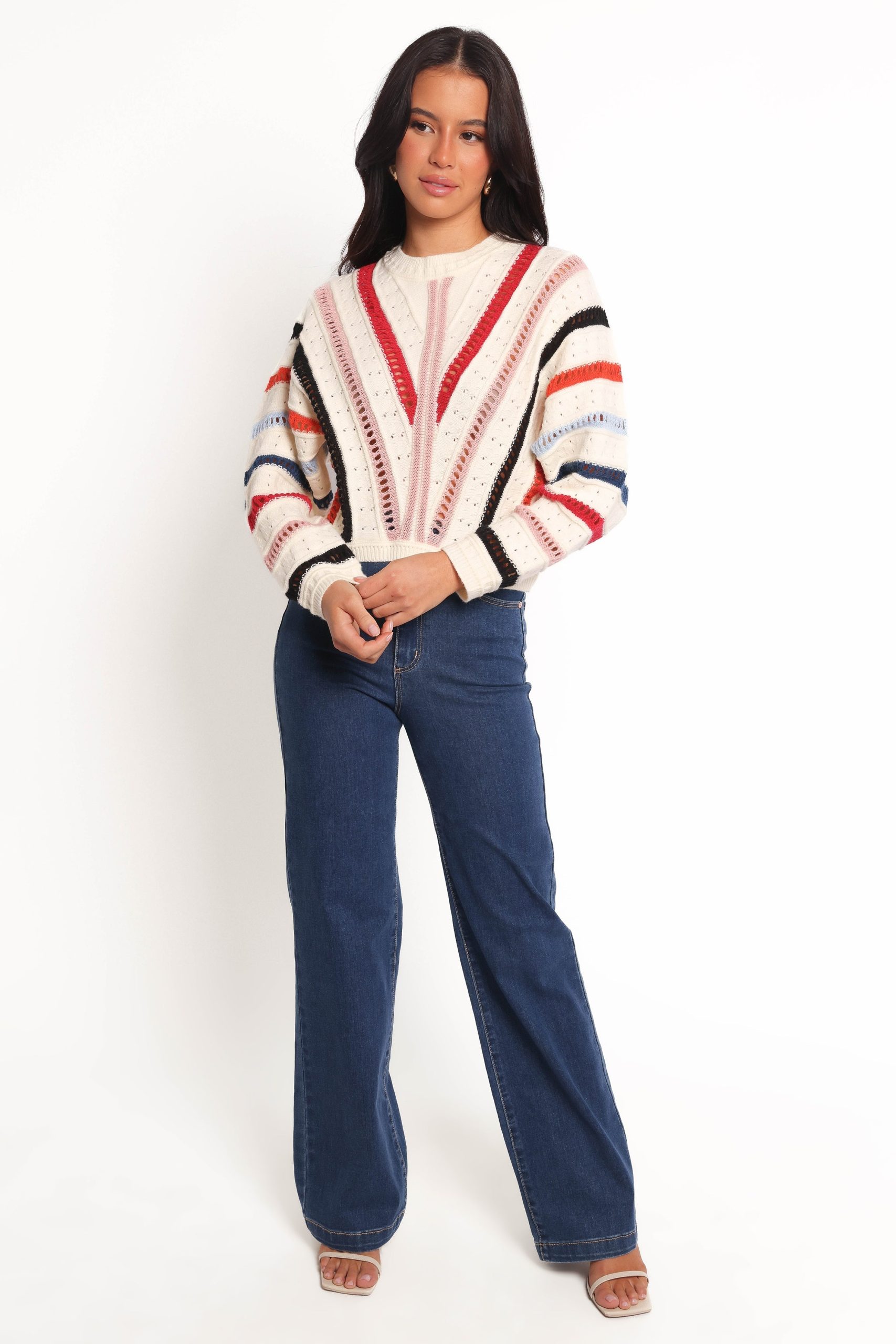 Marie Stripe Knit Sweater - White - Image 2