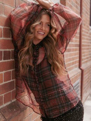 Marni Organza Top - Red Plaid