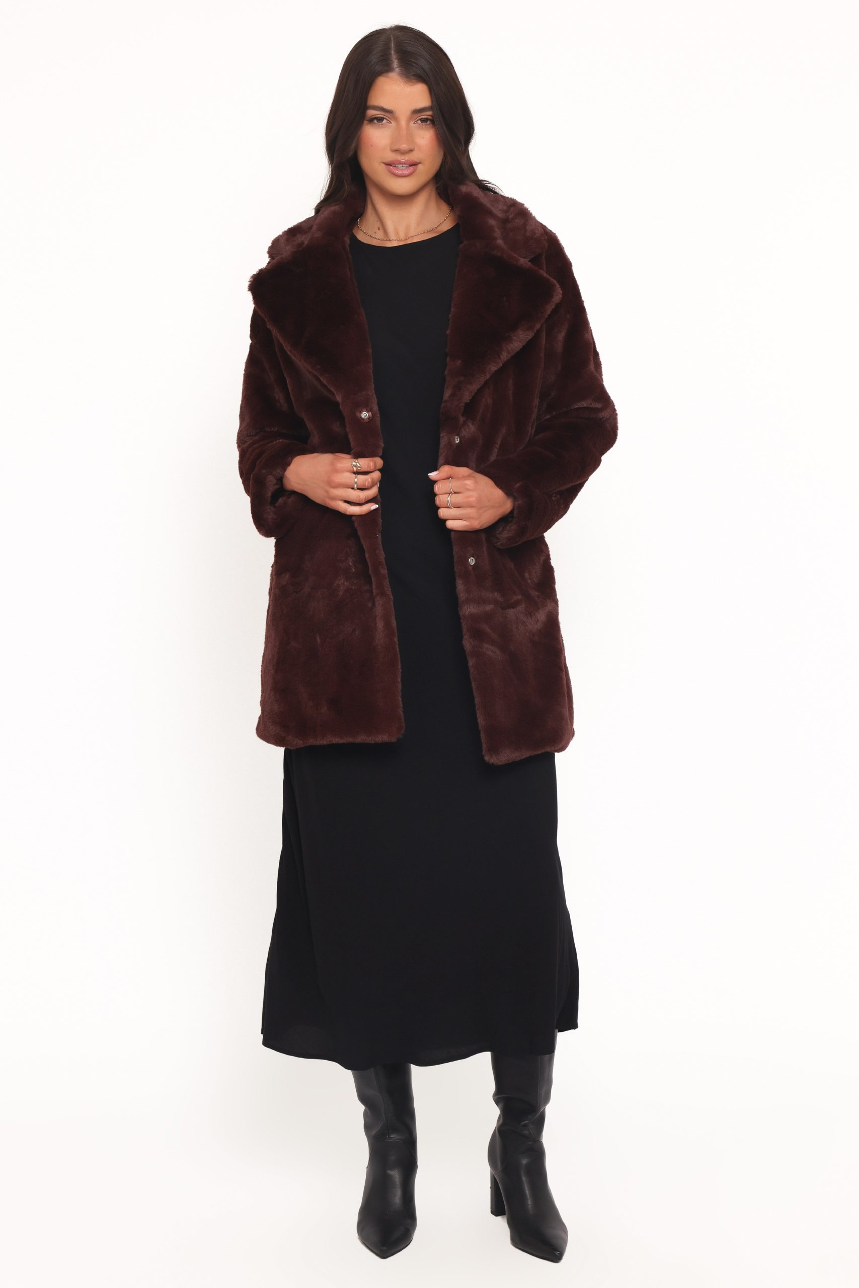 Meeka Faux Fur Jacket - Burgundy - Image 6