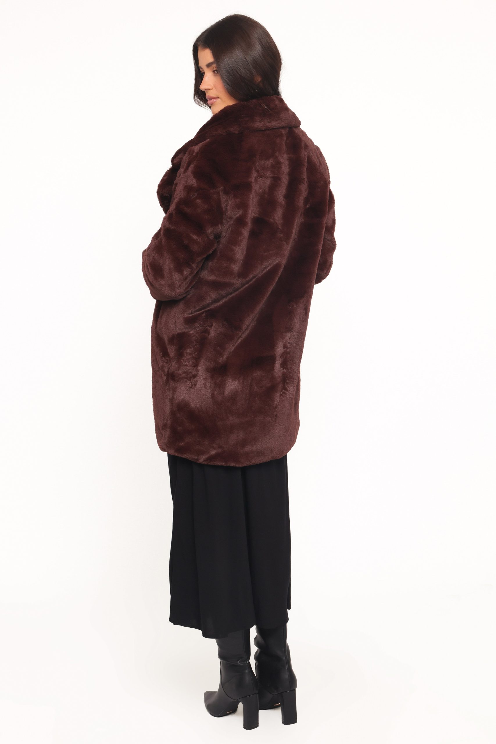 Meeka Faux Fur Jacket - Burgundy - Image 4