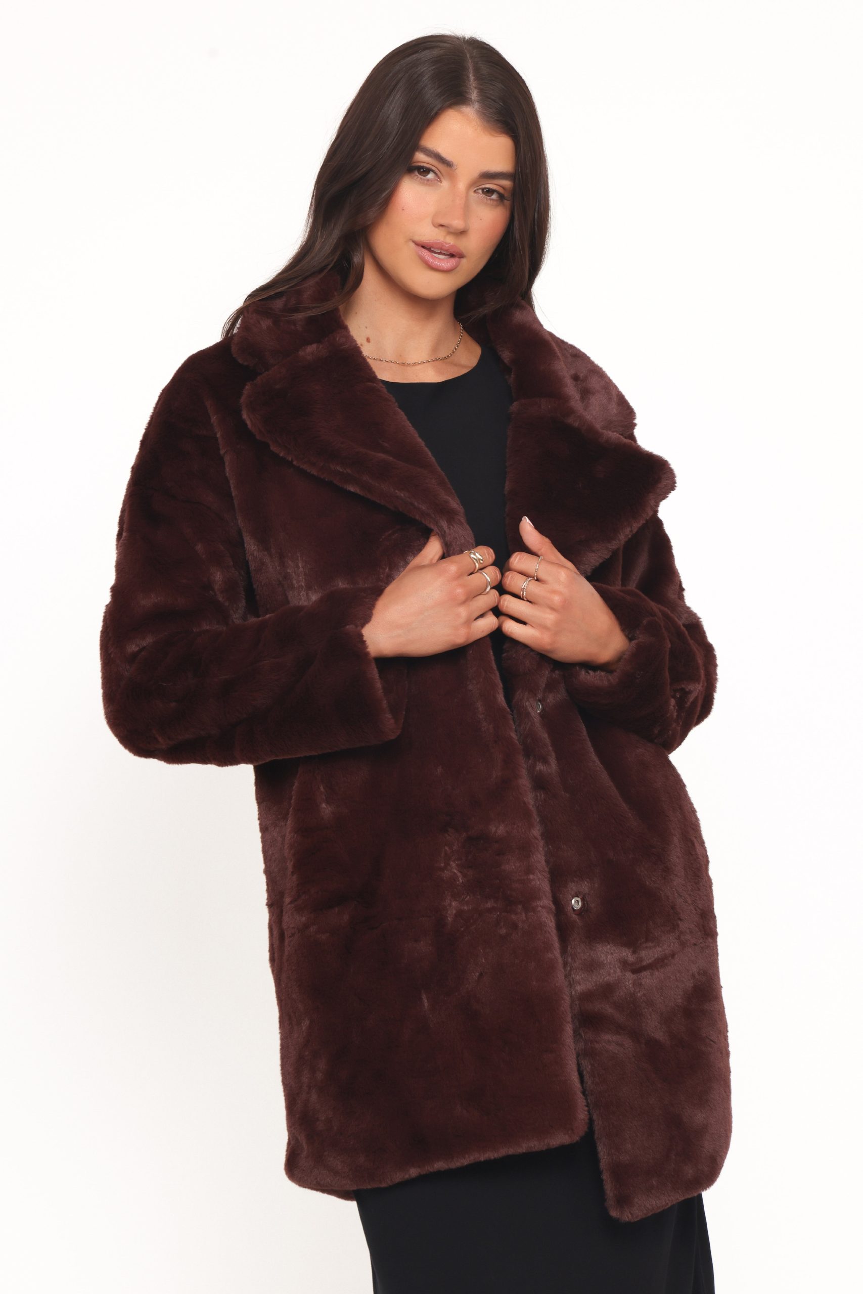 Meeka Faux Fur Jacket - Burgundy - Image 2