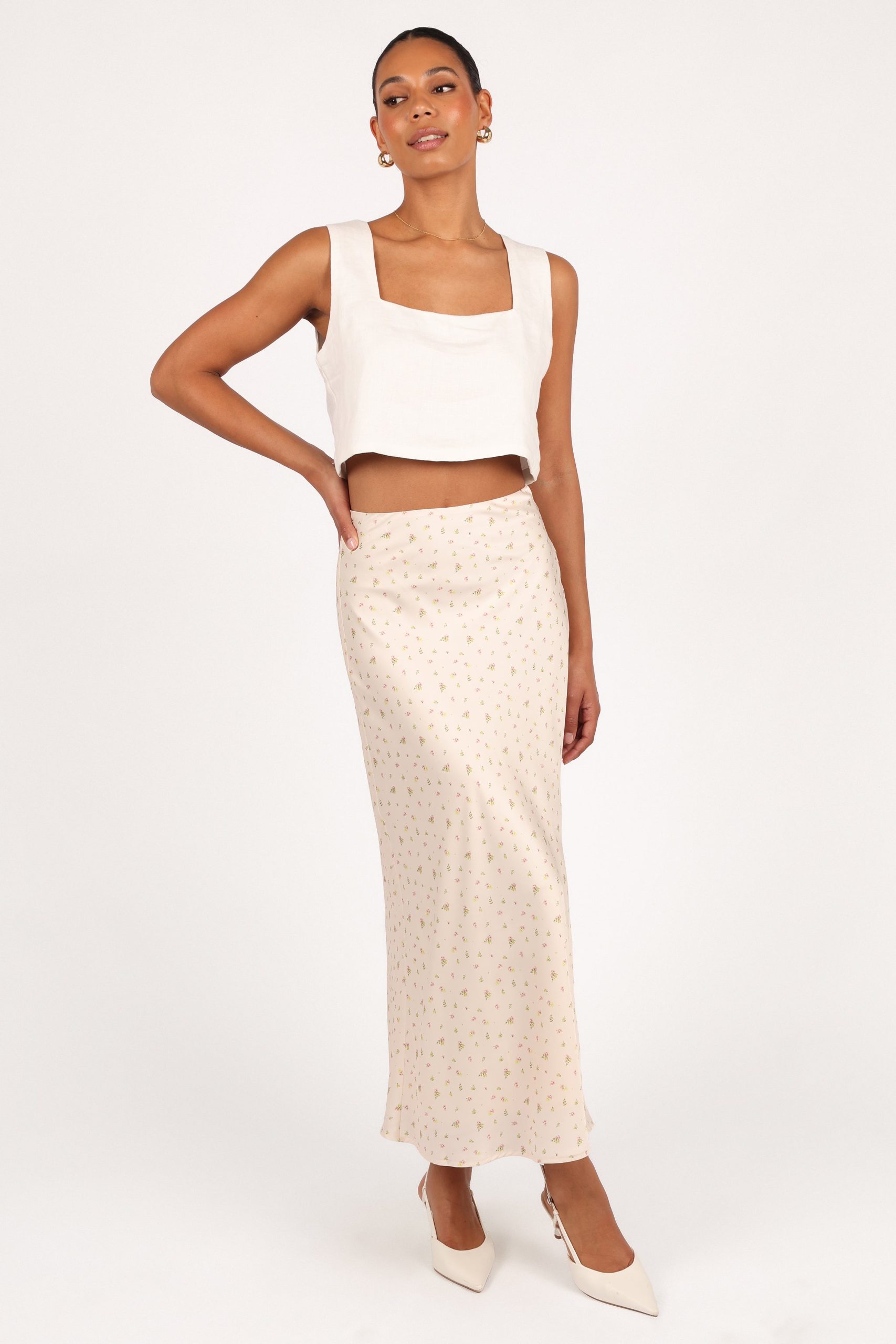 Mei Satin Midi Skirt - Tiny Blooms - Image 3
