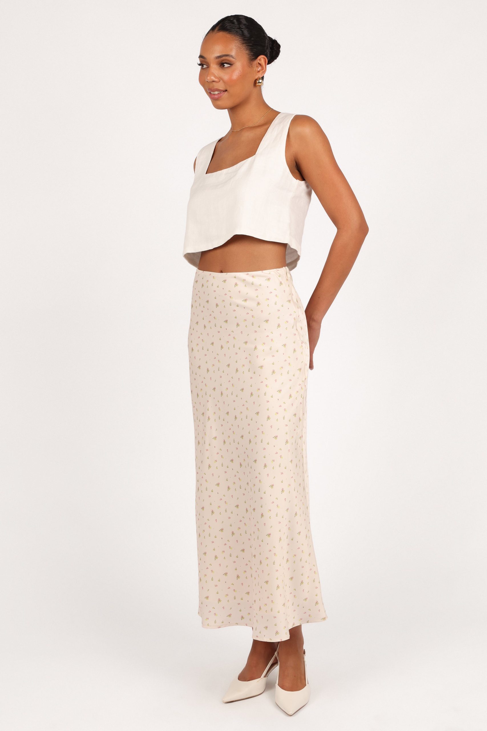 Mei Satin Midi Skirt - Tiny Blooms - Image 6