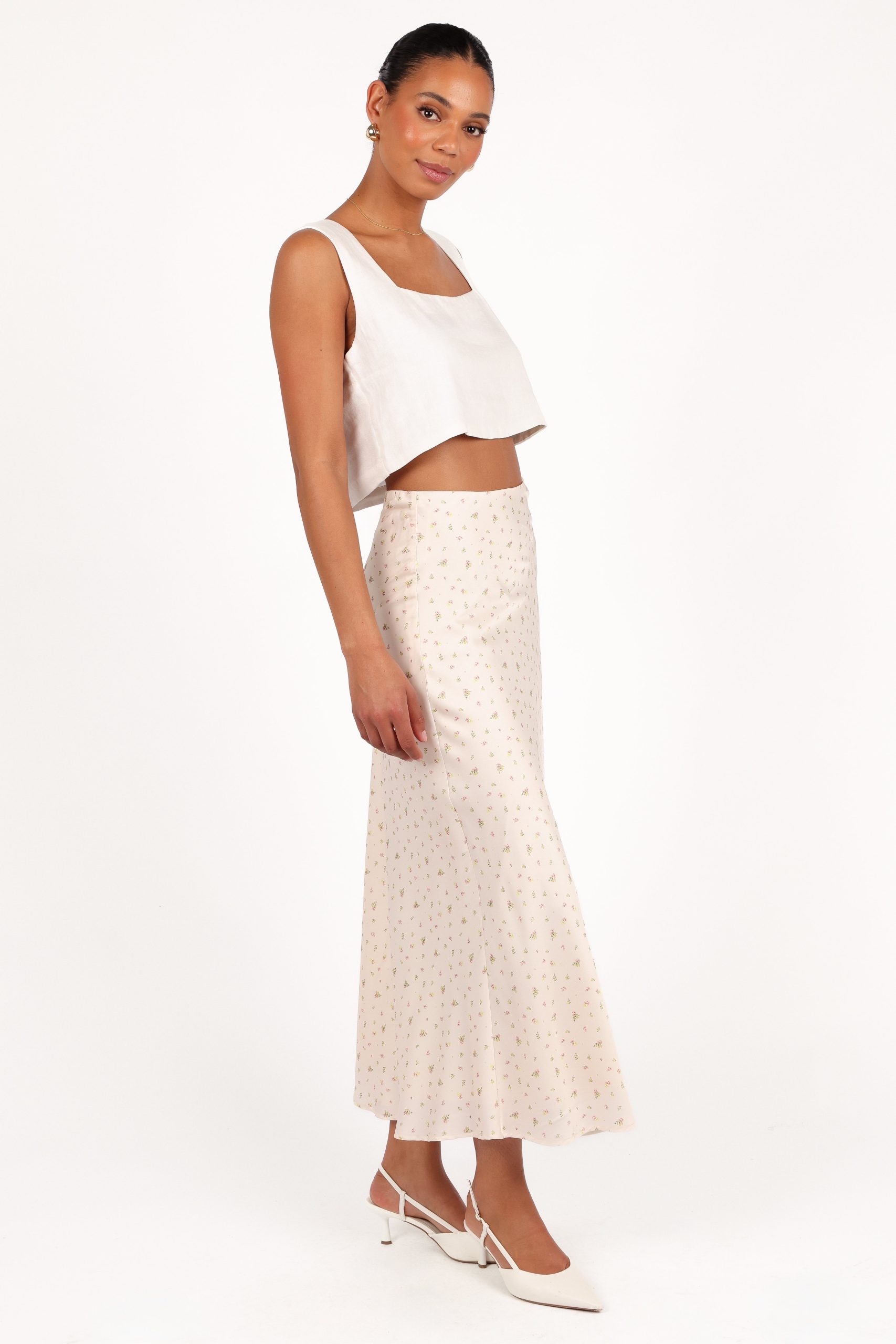 Mei Satin Midi Skirt - Tiny Blooms - Image 4