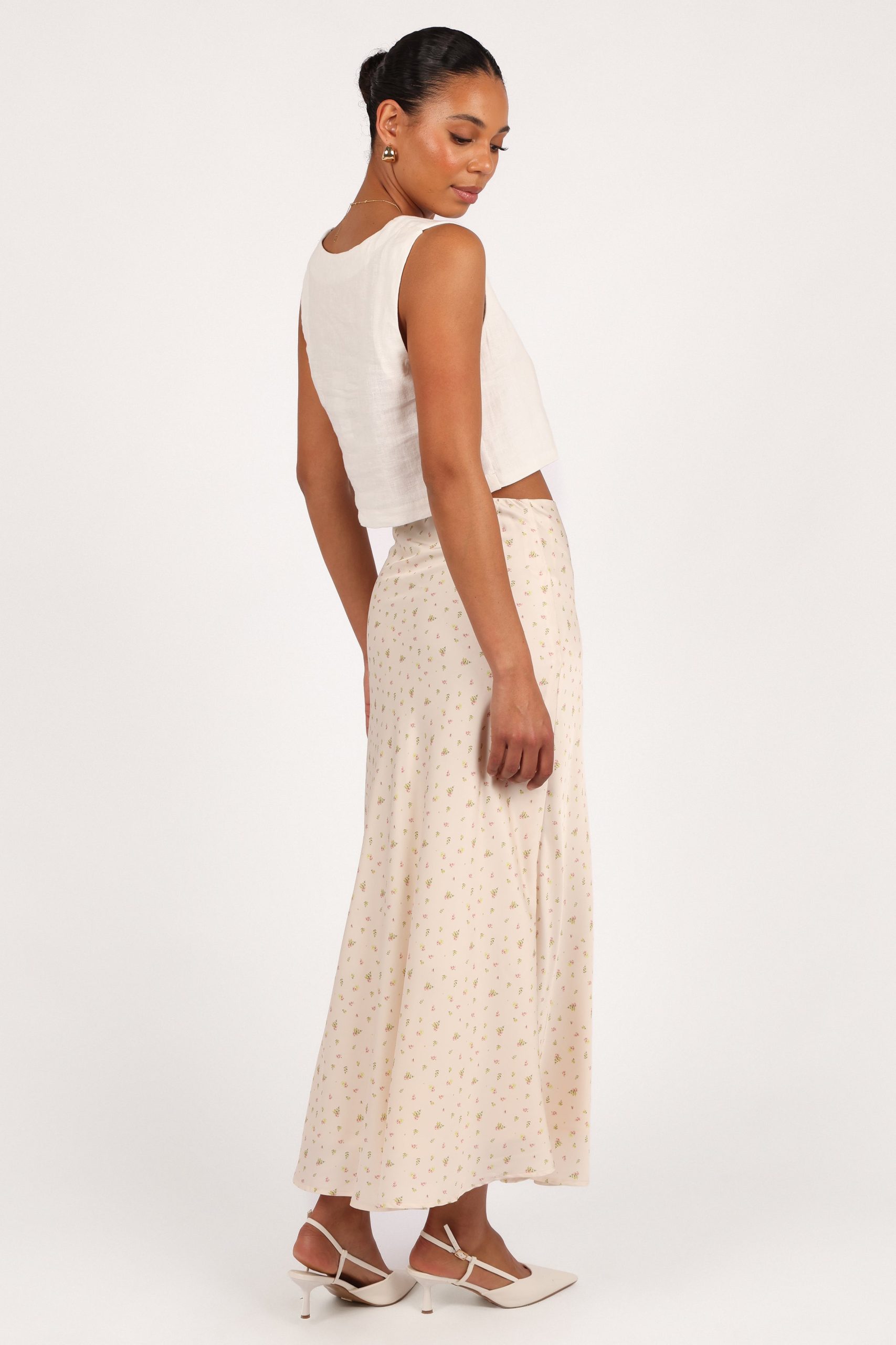 Mei Satin Midi Skirt - Tiny Blooms - Image 5