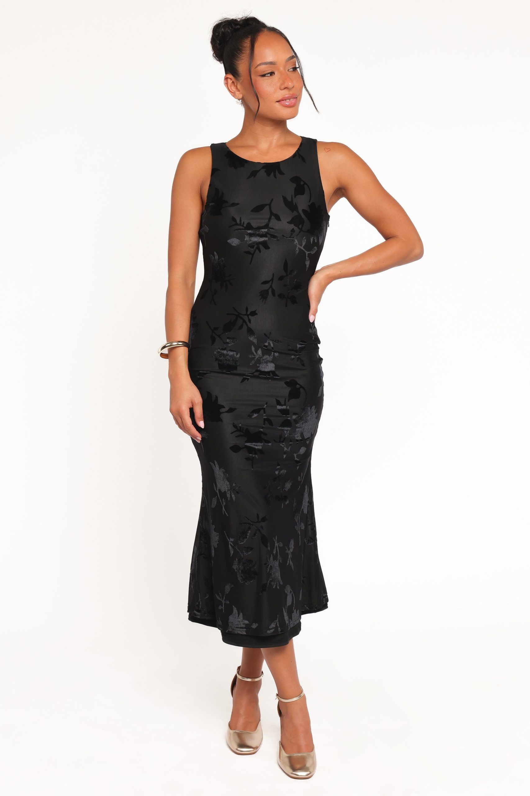 Melinda Sleeveless Velvet Maxi - Black - Image 2