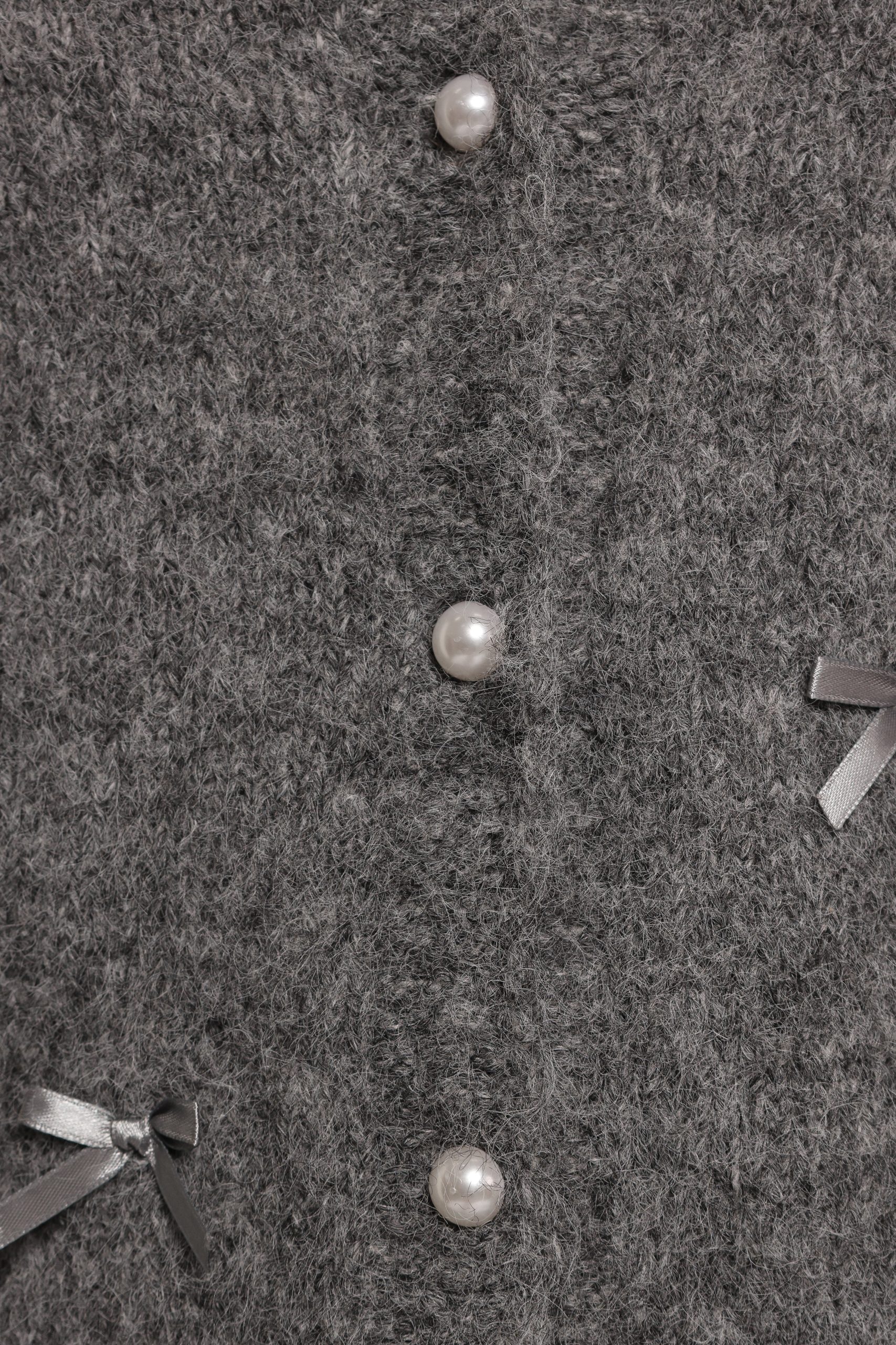 Mellie All Over Bow Button Front Cardigan - Grey - Image 10