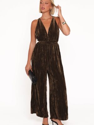 Melody Velvet Jumpsuit - Mocha Olive