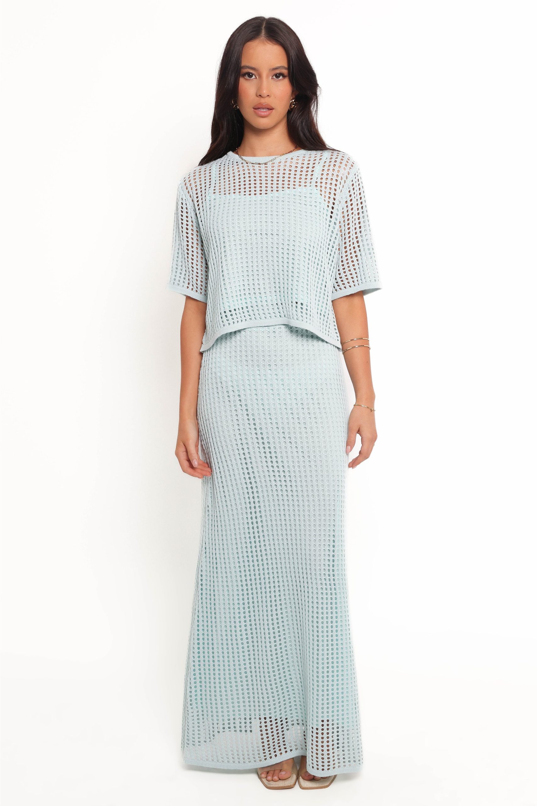 Kinnie Knit Skirt Set - Light Blue - Image 2