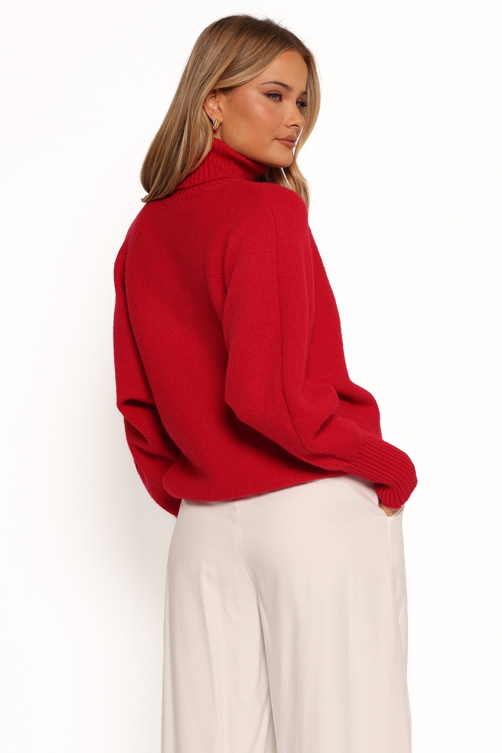 Merry Turtleneck Knit Sweater - Red/White - Image 6