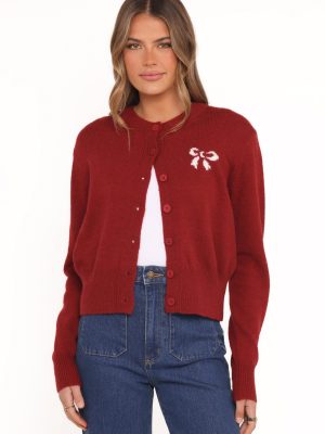 Middleton Mini Bow Cardigan - Wine