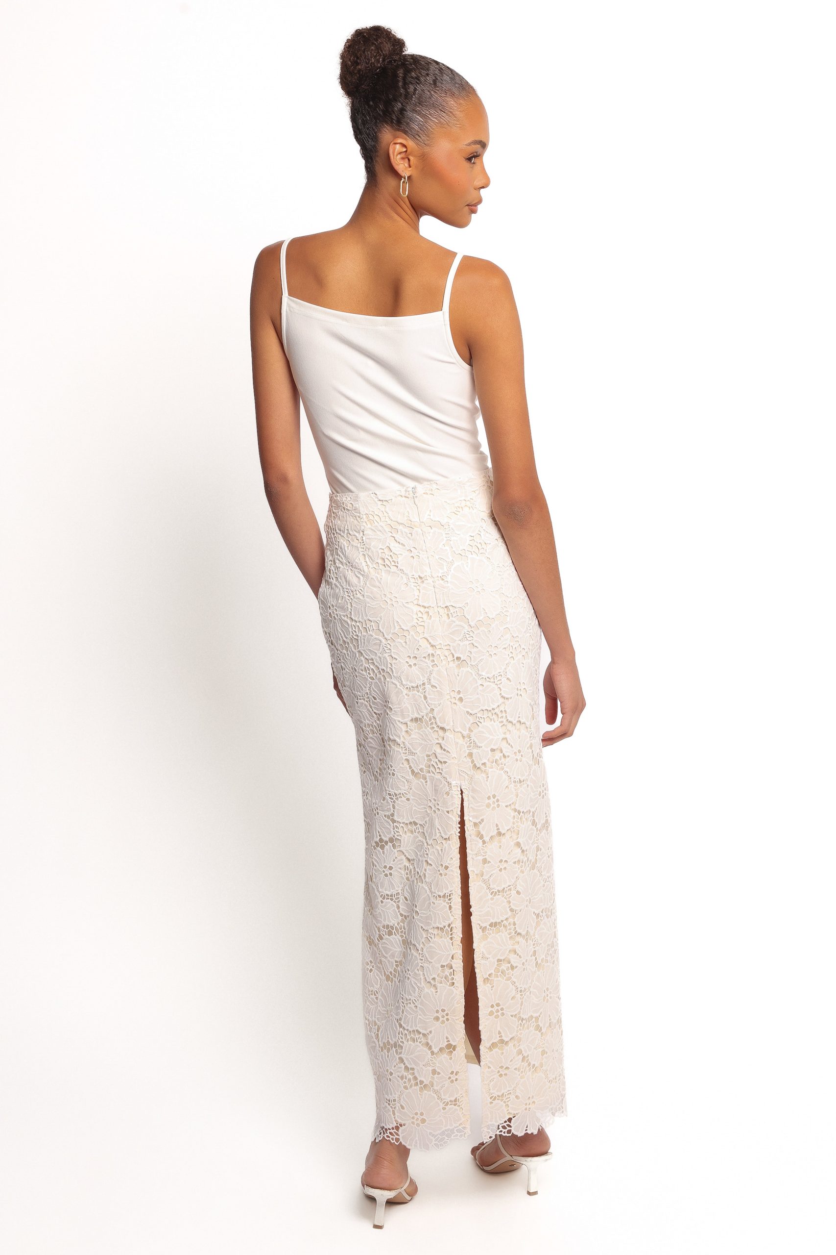 Mika Floral Lace Maxi Skirt - White - Image 4