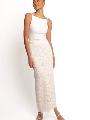 Mika Floral Lace Maxi Skirt - White