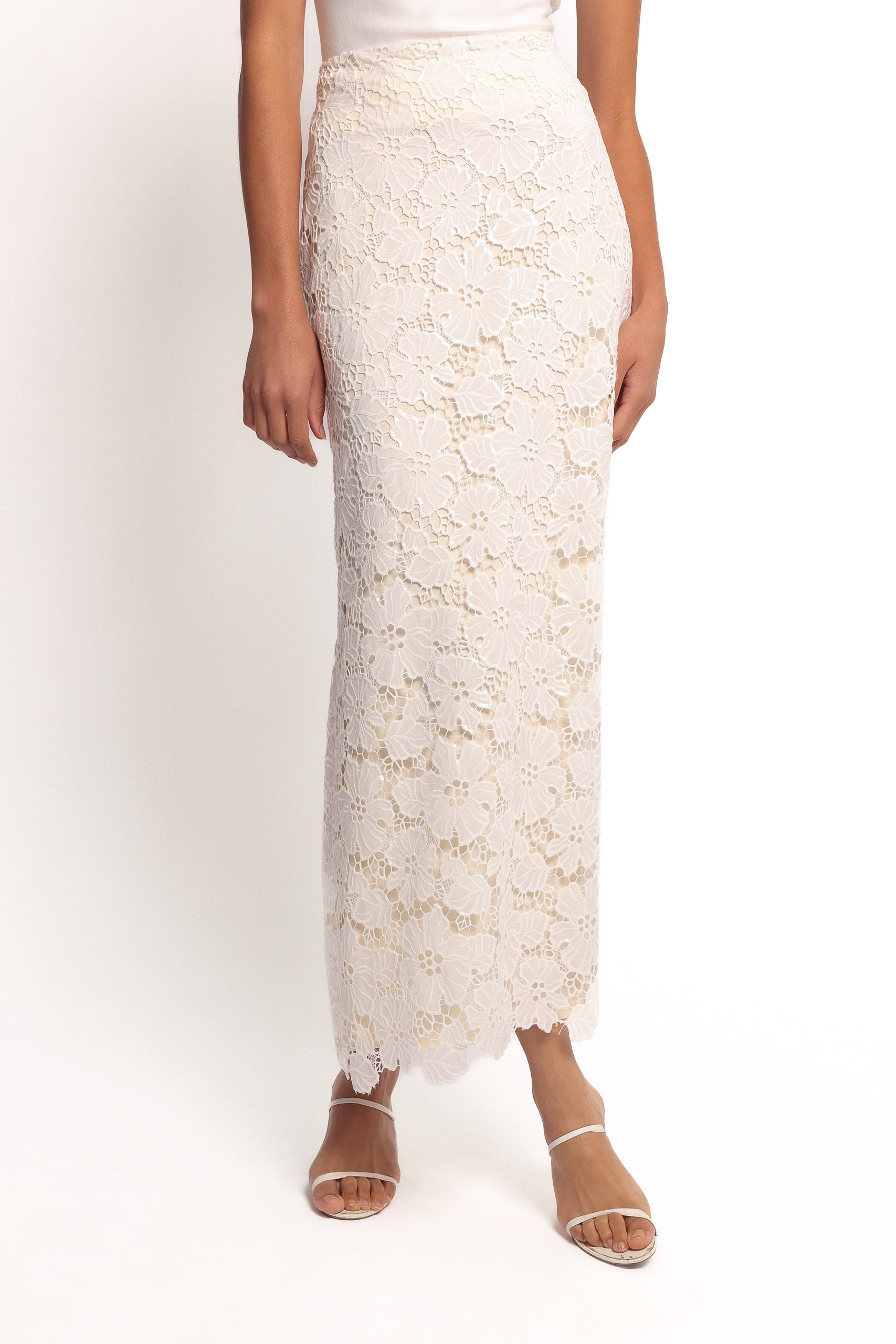 Mika Floral Lace Maxi Skirt - White - Image 2