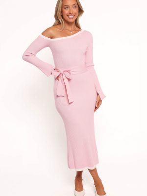Milan Off Shoulder Midi Dress - Pink