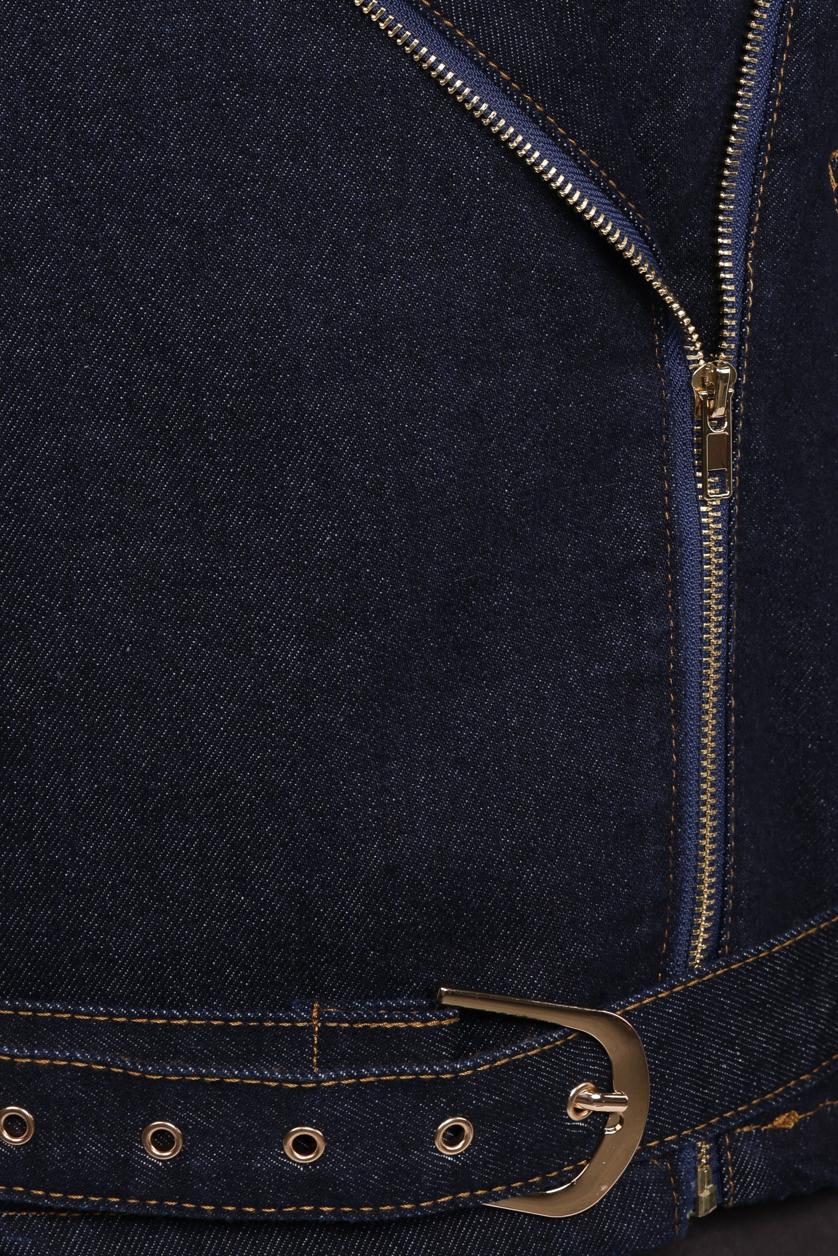 Mira Denim Moto Jacket - Dark Indigo - Image 6