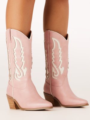 Norva Cowboy Boots - Pink/Ivory