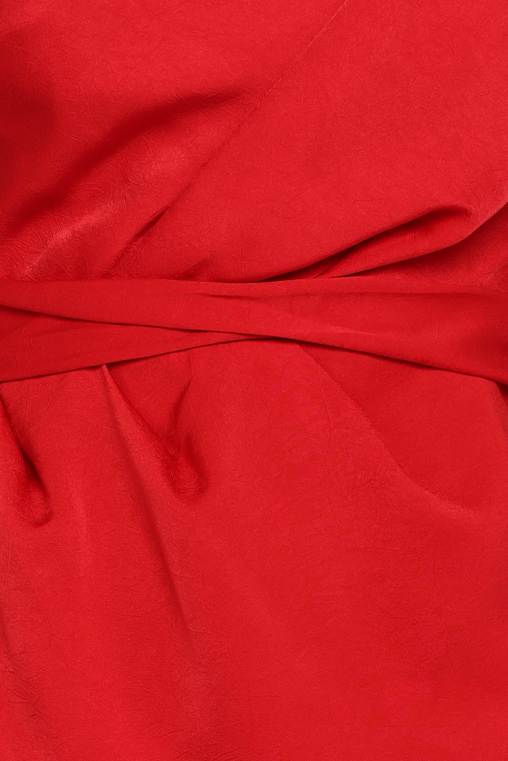 Nadia One Shoulder Maxi Dress - Red Jacquard Satin - Image 7