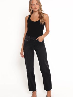 Nathan High Rise Relaxed Straight Jean - Washed Black