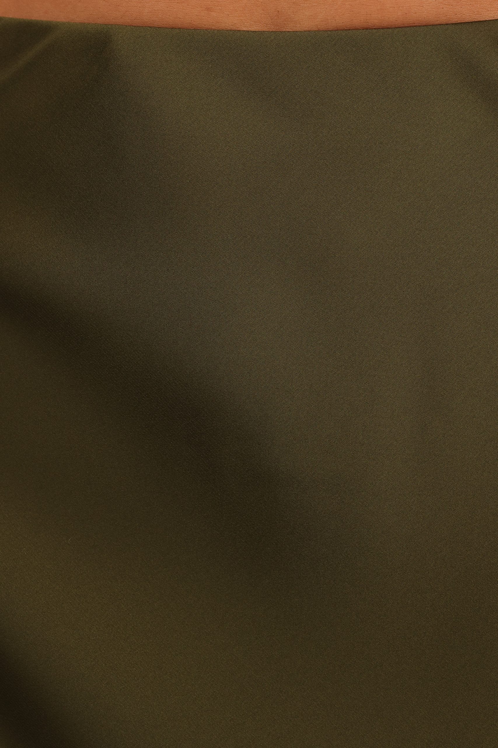 Nellie Satin Midi Skirt - Olive - Image 9