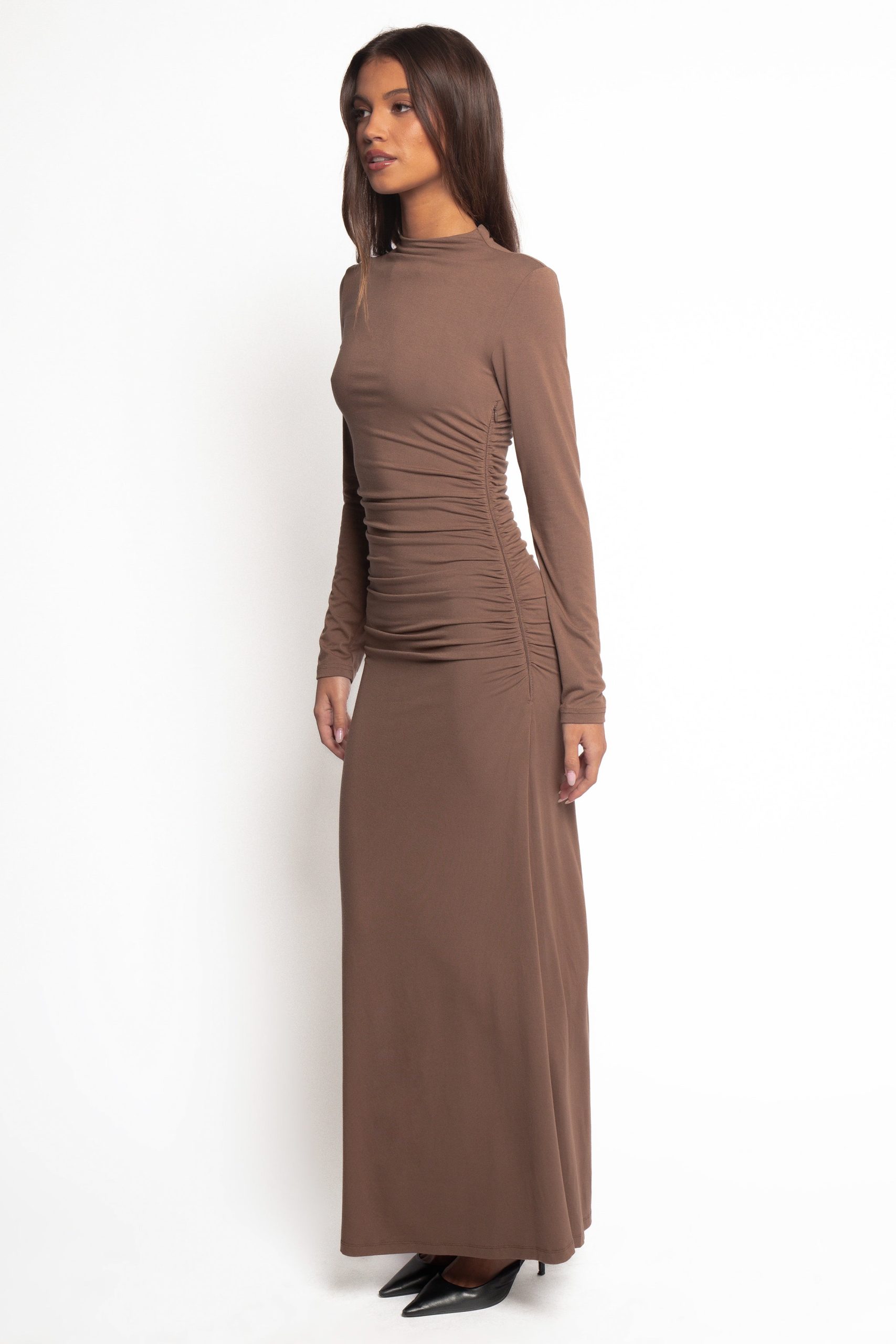 Nelson Long Sleeve Maxi Dress - Mocha - Image 4