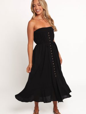 Nerea Midi Strapless Dress - Black