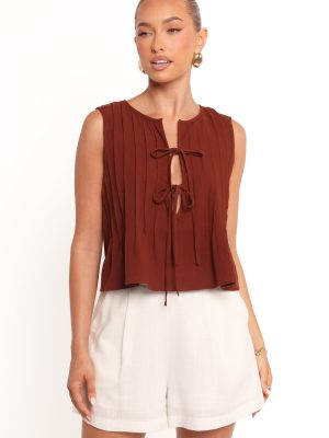 Nika Pleated Top - Chocolate Brown