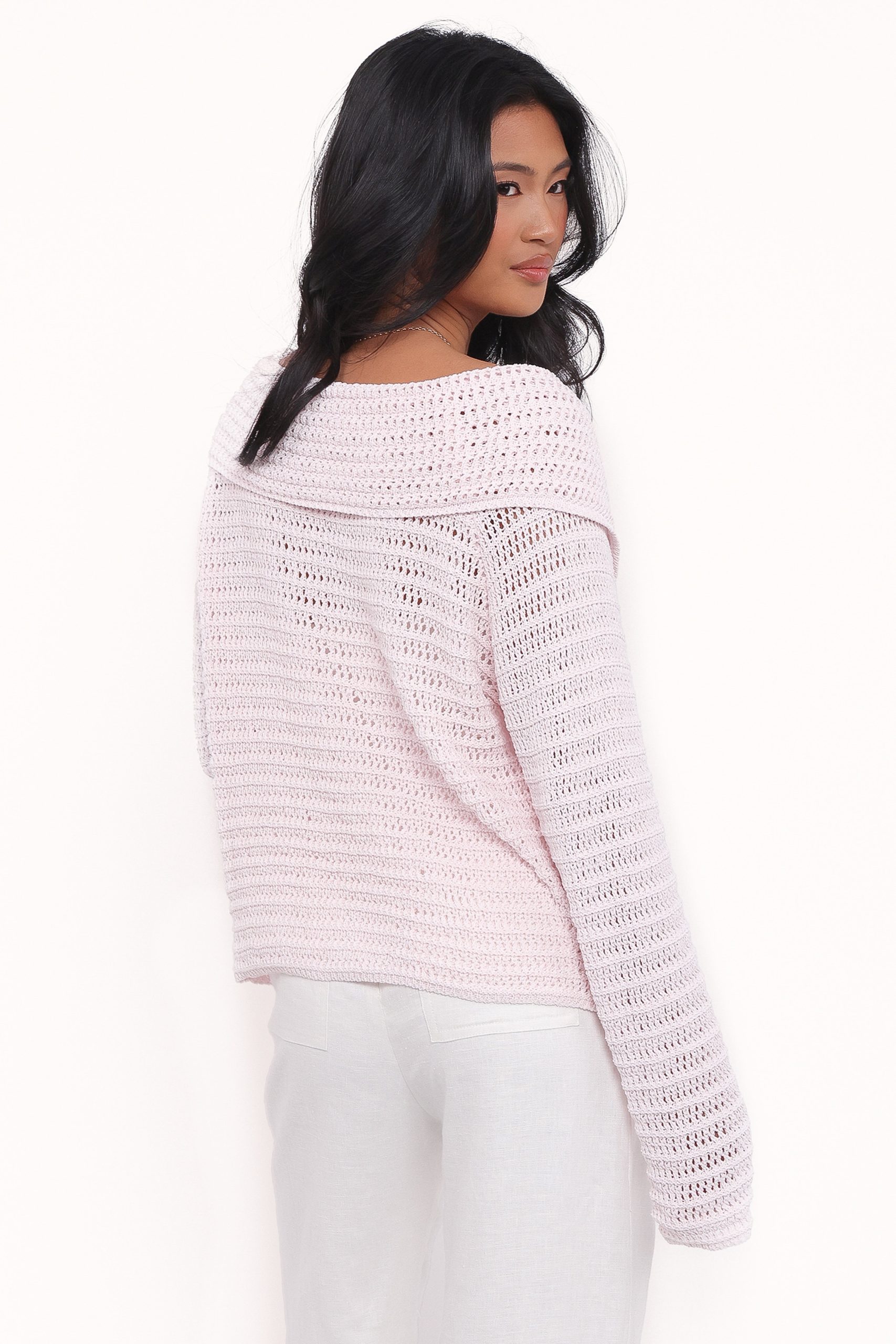 Lyra Large Collar Cardigan - Pale Pink - Image 5